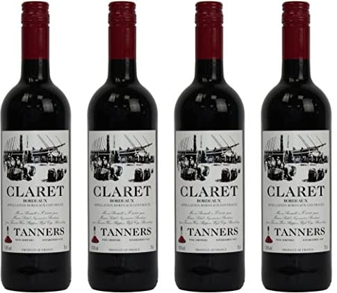 Tanners Claret – Bordeaux France 4 x 75cl - Case of 4 Bottles of French Red Wine
