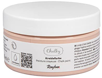 Rayher Chalky, Kreidefarbe auf Wasserbasis, kaffeecreme, Dose 100 ml, für Shabby-Chic, Vintage- und Landhaus-Stil-Looks, 35047516