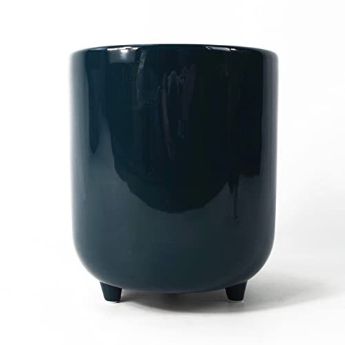 Leaf Pot de Fleurs en céramique, Bleu Sarcelle, 13 cm