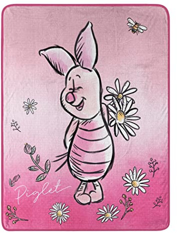 Northwest Disney's Winnie The Pooh Micro Raschel Überwurfdecke, 116,8 x 152,4 cm, Ferkelblumen