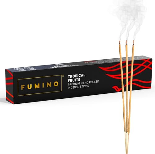 Fumino® Tropische Früchte Handgemachte Räucherstäbchen - 14 Stäbchen pro Box (15g) Masala Agarbatti Joss Duftstäbchen für Entspannung, Meditation, Linderung von Stress und Ängsten - Dekoration