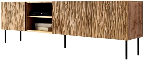 Mirjan24 TV Lowboard 190 Jaseb mit 6 Fächer und 4 Türen, Fernsehschrank mit Griffloses Öffnungssystem, Fernsehtisch Unterschrank TV Schrank (Wotan)