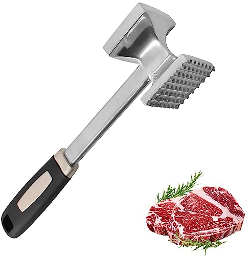 Naapesi Meat Tenderizer, Meat Mallet Aluminium Tenderiser, Meat Tenderizer Tool, Meat Hammer, Kitchen Tool Heavy Duty Durable Double-Sided, for Meat Beef Veal & Chicken Breasts