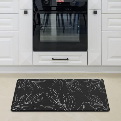 Paco Home Küchenteppich Küchenmatte Küchenläufer PVC rutschfest Teppich Läufer Für Küche Fußmatte Verschiedene Muster, Farbe:Schwarz 1, Größe:45x75 cm