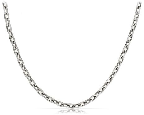 Hochwertige Halskette aus Edelstahl - Robuste Halskette - Massive Königskette 60 cm | 4 mm - Cuban Link Chain Glieder-Kette Panzerkette - Handgemachter Herren-Schmuck (Industrial Silber 2mm)