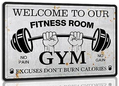 ICRAEZY Fitness Room Metal Tin Sign - Gym & Workout Sign - 8x12 Inch