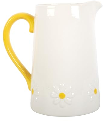 Charming Daisy Ceramic Flower Jug - Yellow Floral Decor Vase for Fresh Home Floral Displays