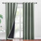PONY DANCE Blickdichte Vorhänge Salbeigrün Thermo Vorhänge gegen Hitze Ösenschal 2er Set H 240 x B 140 cm Verdunkelnde Gardinen mit Ösen Doppellagiger Verdunkelungsvorhang Blackout Curtains