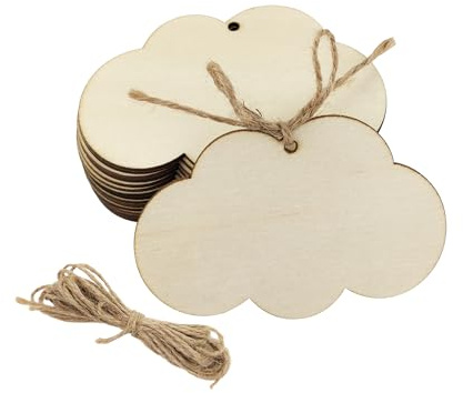 Confezione da 30 sagome in legno grezzo da 10,2 cm, a forma di nuvola, ornamenti fai da te, per regali fai da te, decorazioni per feste e progetti artigianali