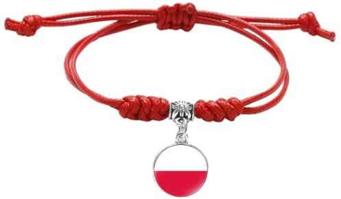 Verstellbares Armband Mit Polnischen Flaggen,Verstellbares Lederarmband Mit Polnischen Flaggen Im Vintage-Stil,Punk-Mode,Rundes Geflochtenes Glasflaggen-Armband,Armband Für Männer Und Frauen