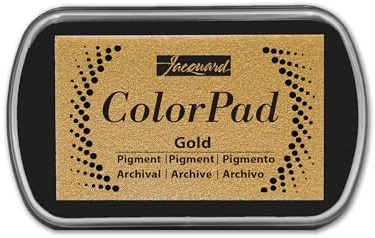 Jacquard ColorPad Archival Pigment Ink Stamp Pads- Metallic Gold - Acid Free - Non-Toxic - Excellent for Blending, Embossing and Stamping