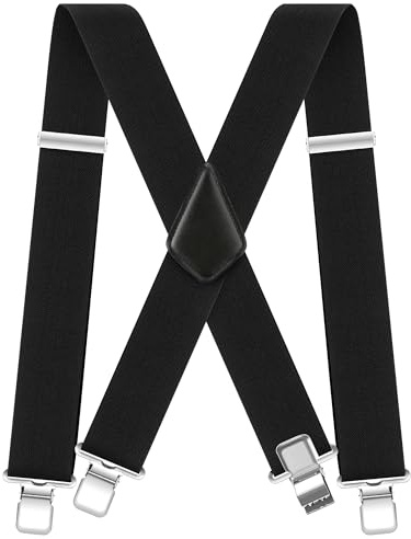 Ultrashang CLASSIC Mens Heavy-Duty Suspender: 2-Inch Wide, Sturdy Clips, X-Back, Adjustable Elastic Work Suspenders