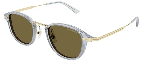 Montblanc Herrenbrille, Grau-Gold-Braun, 48 EU