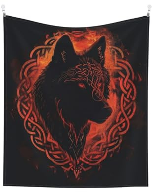 Wandteppich, Motiv: Wolf, keltischer Knoten, Wikinger, Fantasie, Wandbehang, Heimdekoration, ästhetischer Wandteppich für Zimmer, Wohnzimmer, Schlafzimmer, Wohnheim, 130 x 152 cm