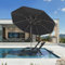 PURPLE LEAF Parasol de Jardin Extérieur Inclinable 3m Rond, Parasol Droit avec Châssis en Aluminium Champagne, Parasol Balcon Toile UPF 50+ pour Jardin Terrasse Patio Piscine, Gris