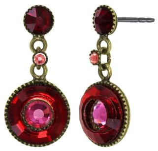 Konplott: pendelnde Ohrstecker Donutissima red, moderne Glasdrops-Ohrstecker mit Kristallstein in rot, für Damen/Frauen