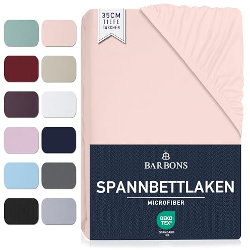 Spannbettlaken 160x200cm - 35 cm Tiefe Tasche Spannbetttuch Oeko-TEX Zertifiziert Gebürstete Polyester Mikrofaser Bettlaken Bettbezug für Boxspringbett Dicke Matratzen (160 x 200 cm - Rosa)