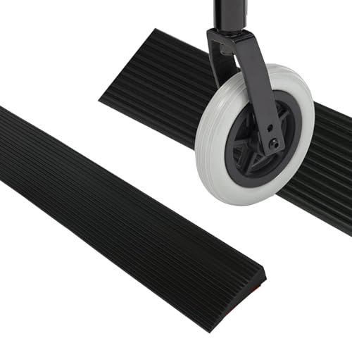 Türschwellenrampe - 8cmx1.5cmx90cm - Schwellenrampe, Gummirampe Auffahrrampe, Türschwelle Rollstuhlrampe bis 800 kg Belastbar für Saugroboter, Rollstuhl, Kinderwagen, Rollator, e Scooter