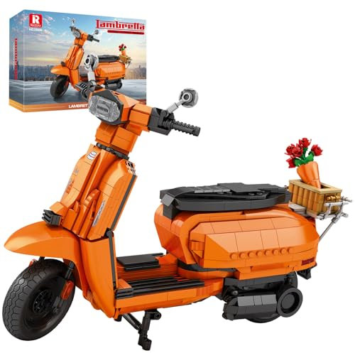 Reobrix Technical Motorcycle Building Block Toy with Basket Bouquet Stand, 1:5 Scale V200 Motorbike Brick Model Set, 11036 Collection Vehicle Home Room Decor Gifts for Adult Boys Girls (1169 PCS)