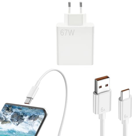 Caricabatterie Xiaomi 67w con cavo USB C 6A per Xiaomi Redmi 14/13/12/12x, Poco X6 Pro 5g/ Poco X6, caricatore rapido USB per Redmi Note 14 Pro 5g