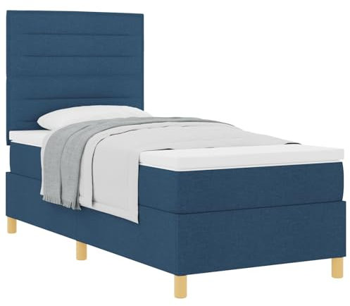 vidaXL Moderne Blaue Bettmatratze 100 x 200 cm mit Reißverschlussbezug | Langlebiges Design und Glatte Textur, ideal für Erwachsenenmöbel mit modernen Linien und Federkernschutz