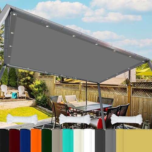Telo Copertura Pergolato 4 x 8 m Impermeabile Rete Telo Ombra Tenda in Poliestere Pes con Protezione Antivento e UV Adatte per Piscina Feste e Spazi Esterni, Grigio Chiaro