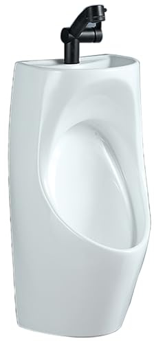 QiaoRong Urinals for Men Porcelain with Pull-Out Faucet Urinal Wash Basin 2 in 1 Wall-Mounted Suitable for Toilets in Homes, Shopping Malls and Office
