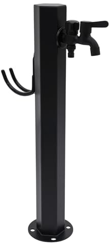 Edelstahl Sechseckig Wassersäule Wasserhahn, Freien Vertikalen Garten Wassersäulenhahn, Garten-Säule Wasserhahn mit Rack für Gartenbau, Innenhöfen, Gärten 60cm Schwarz