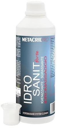 Metacril Pro Idro Sanit Forte con Dosatore Graduato, Detergente per Impianti Idromassaggio, Trattamento di Mantenimento - 1 LT