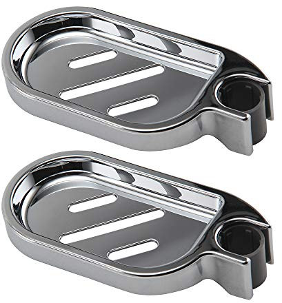 DH-Link Seifenschale, verstellbare Duschstange, Seifenteller, glatt, 2 Stück