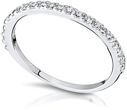 Materia Zirkonia Ring Damen Silber 925 - Stapelringe Stack-Ringe dünn schmal 22 Steine 18.1mm rhodiniert in Etui SR-6-57