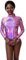 IWEMEK Damen Laser Metallic Langarm Ballett Tanz Trikot Leotard Glänzende Ballettanzug Ballettbody Tanzbody Lack Leder Bodysuit Wetlook Body Sport Gymnastik Turnanzug Top Kostüm Rosa L