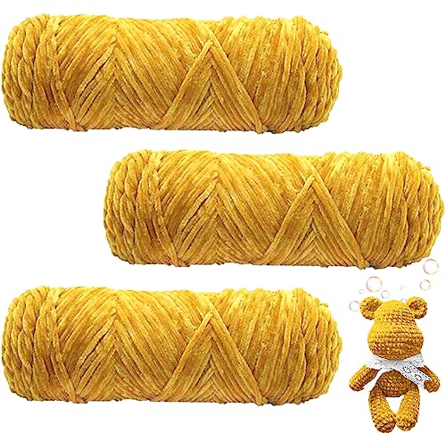 Maxee 300g(3×100g) Samtig Babywolle, Samt Velvet Wolle Chenille Garn, Kuschelweich Chenillegarn, Flauschige Weich Plüschwolle, Häkelgarn Wolle Zum Stricken & Häkeln