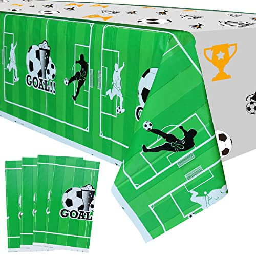 4 Packungen Fußball-Tischdecken, Fußball-Partyzubehör Einweg-Kunststoff-Tischdecke 220 x 130 cm für Jungen und Fußballfans, Geburtstagsfeier, Fußballspieltag, Party-Dekorationen