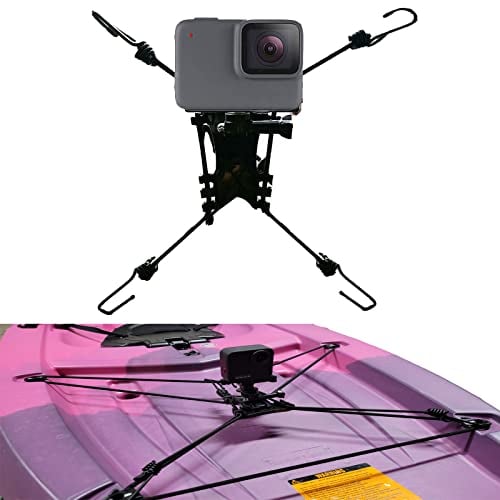 Universal Chain Link Cargo net Mount for Inflatable Kayak Fishing Kayak for Action Camera (Gopro) /Smartphone/Digital Camera Mounting, Record All Movements on The Water