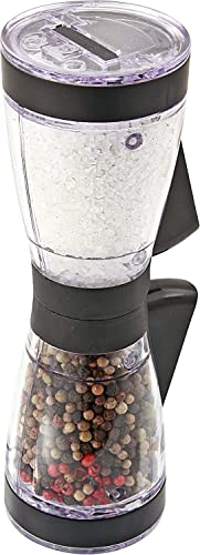 EZ Pack - Heavy Duty Black Clear Salt & Pepper Double Ended 2 in 1 Duo Grinder Dual Spice Mill