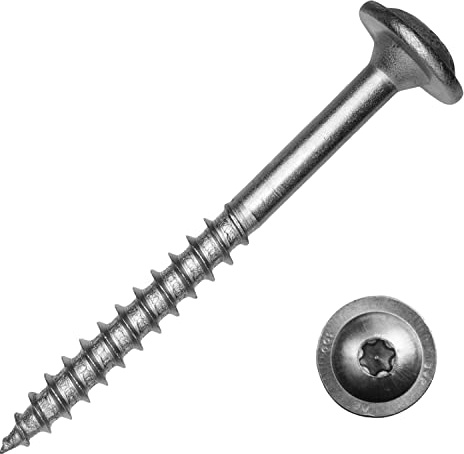 Tellerkopfschrauben mit Schneidkerbe 6,0x160/70 mm aus Edelstahl A2 (20 Stück) | Tellerkopf-Holzbauschrauben - Holzschrauben - Scheibenkopfschrauben von MESAROS®