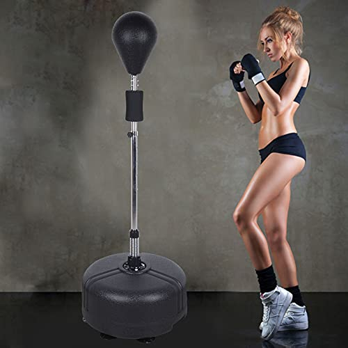 Boxsack Erwachsene Stehend Boxball Set Boxsack für Erwachsene Höhenverstellbarer Boxrahmen 120-160 cm Höhenverstellbarer Standboxtrainer inklusive PVC-Vollboxball Boxtrainer für Boxtraining (schwarz)
