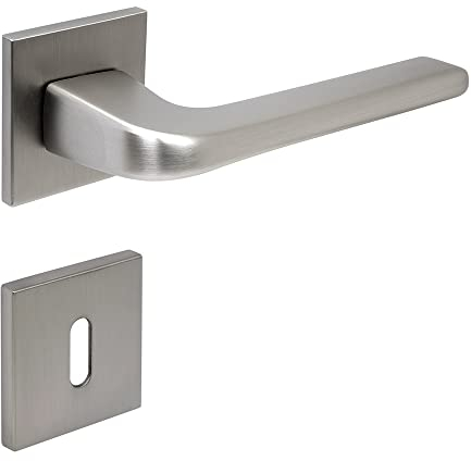 FELGNER Drückergarnitur Cortina für Buntbartschlösser | hochwertige moderne Türblende Türklinken Türdrücker Garnitur Türgriff Türbeschlag Rosette für Innentüren Zimmertüren | Nickel matt