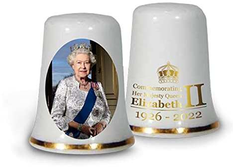 Celebrate The Life of Queen Elizabeth II 1926-2022 Commemorative Thimble- A Memorable Souvenir Gift for Home Décor Collection (by LILAJ)