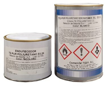 TQ21 - PINTURA POLIURETANO SATINADO 2C CARTA RAL 0,8L+0,2K - RAL 9016 Blanco tráfico