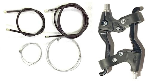 AARNAV Paar schwarze Bremshebel Drei Finger für Mountainbikes BMX MTB Fahrrad Fahrrad Fahrrad schwarz Hebel Set (schwarze Hebel mit Kabel)