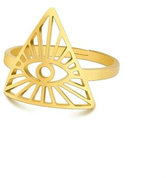 Allwissendes Auge Gottes Ring Frauen Edelstahl Gold Farbe Verstellbare Ringe Magie Hexe Amulett Schutz Schmuck Geschenk