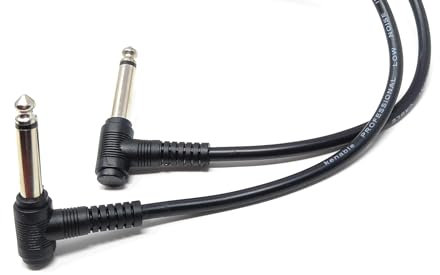 1m 6.35mm 1/4 TS Mono Jack to Jack Plug Lead for Guitar, Amplifiers, Music Instruments, Speakers, Microphone Cable Dual Right Angle Black 3.3ft