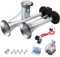 Rupse Klaxon Camion 150db Chrome Zinc Double Trompette Air Horn avec Compresseur pour Tous les Véhicules Trains Bateaux Voitures Camionnettes (Argent clair)