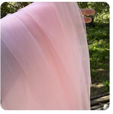 Hrlace Tüll Stoff Organza Band Tüllstoff als Meterware Glanz Stoffe Hochzeit Vorhang Hochzeitsbogen Drapierstoff Tischdecken Deko Schals für Hochzeit Party Geschenke Deko Basteln Hellrosa 3m