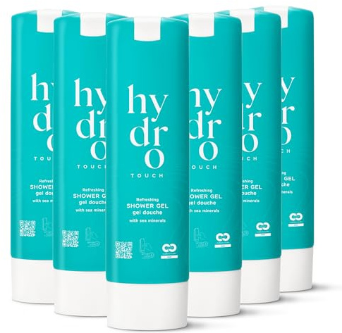 ADA Cosmetics Duschgel – 6 x 300 ml, Nachfüllpack für SMART CARE Wandhalterung, vegan mit hochwertigen Meeresmineralien und Algenextrakt - Hydro Touch - Made in Germany