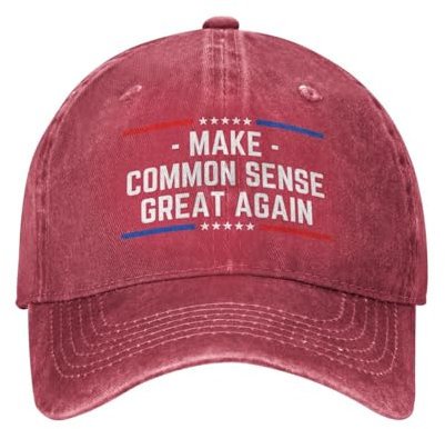 FWJZDSP Trucker-Mütze „Make Common Sense Great Again, gewaschen, verstellbar, für Papa, Baseballkappe