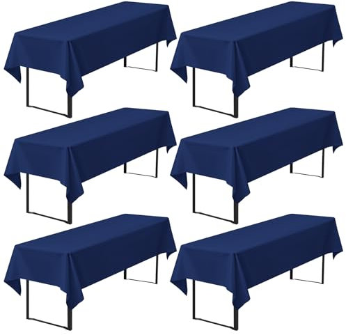 6er-Pack Biertisch Tischdecke, marineblaue Biertischdecke, 260 x 110 cm Bierzeltdecke, strapazierfähige Polyester-Tischdecke, waschbare Tischdecke für Gartenparty, Geburtstagsfeier (Marineblau)