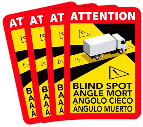 GamesMonkey® - Adesivi Ufficiali per Punti Ciechi dei Camion - Attention_Angoli Morti Blind Spot - Qualità Premium - Garanzia 8 Anni - Anti-UV - AntiGraffio (48)